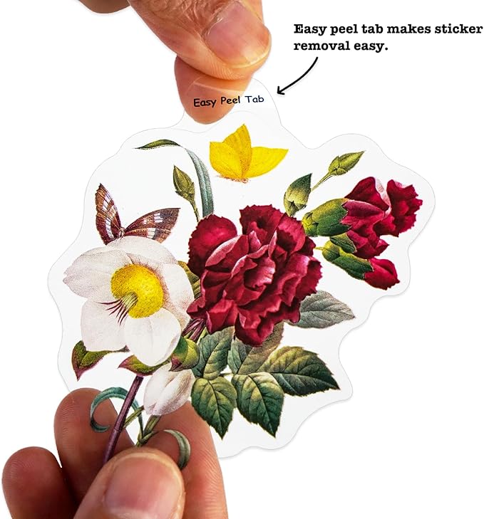 Knaid 100 Pieces Vintage Flower Stickers Set