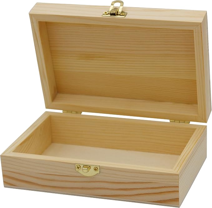Creative Hobbies Unfinished Wood Craft Box – Light Unfinished Wood