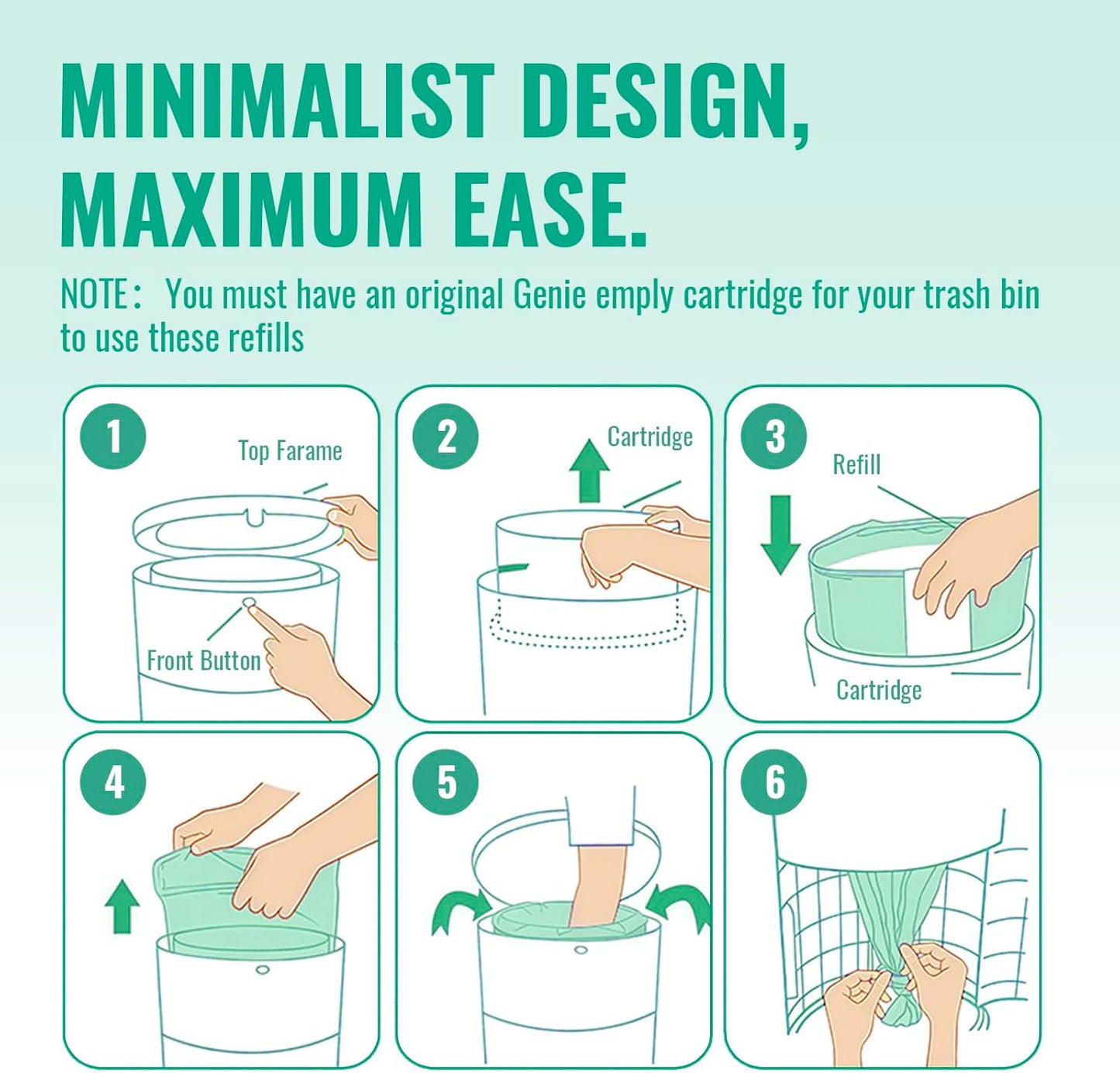 Diaper Bucket Replacement Bags, 2 Rolls Extra Thick, Leak-Proof &Odor Blocking, For Adult Diaper Systems, Diaper Pails, Toilet &Yard Waste, Thickened Diaper Pail Refill Bags Hold Up to 1328 Diapers
