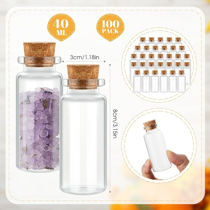 Gerrii 100 Pcs 40 ml Mini Glass Bottles
