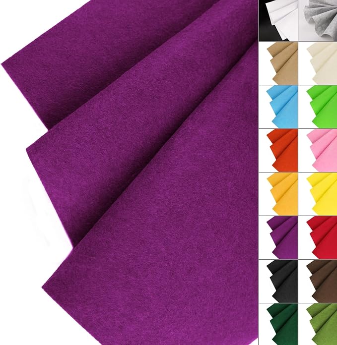 IONTACH 36" X 36" Purple Stiff Felt Fabric 1.2mm Thick | Felt Sheet