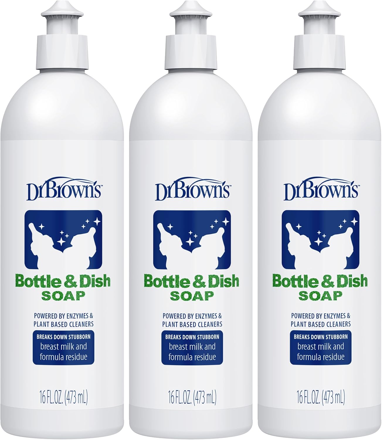 Dr. Brown's Bottle & Dish Soap for Baby Bottles and Baby Accessories, Plant-Derived, Fragrance-Free, 16 fl oz, 3 Pack
