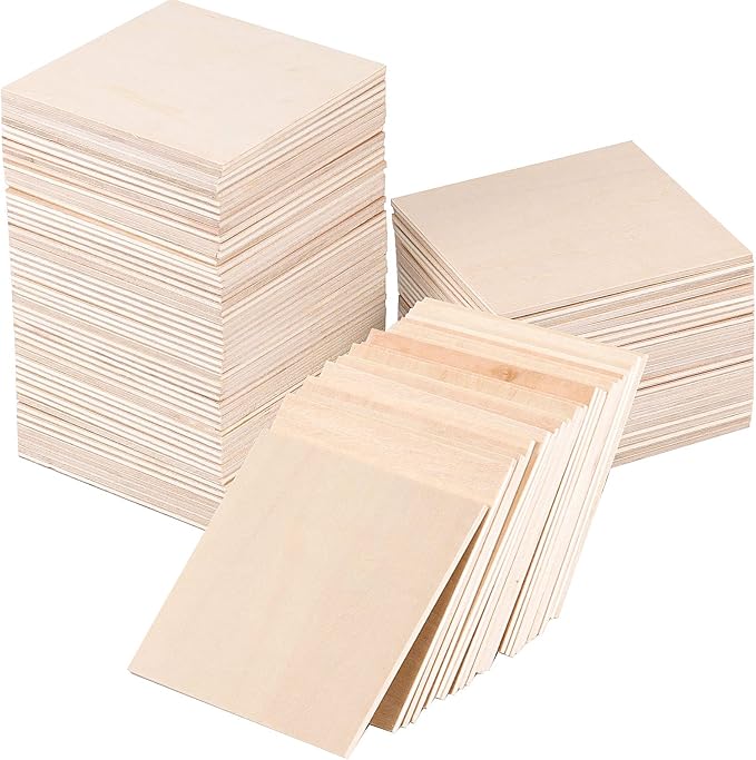 HOIGON 120 PCS 3 x 3 Inch Unfinished Wooden Squares Pieces, Natural Blank Wood