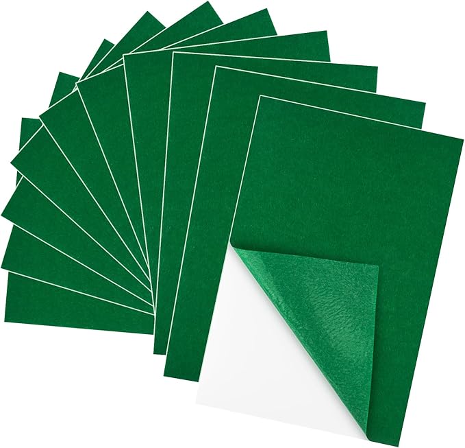 10PCS Green Self Adhesive Felt Fabric Sheets Sticky Felt Sheets