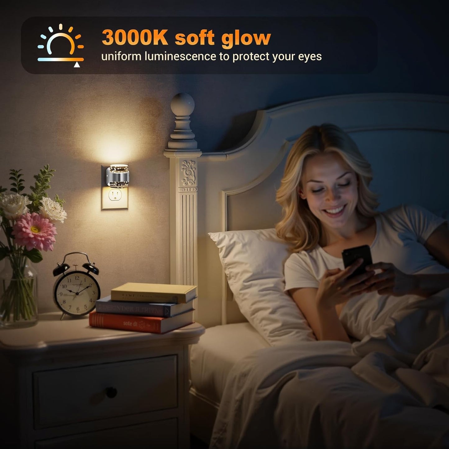 JandCase LED Night Light, Bubble Night Lights Plug into Wall, [2 Pack]Night Light3000K/4000K/5000K & 3 Brightness Levels, Dimmable Nightlight with Dusk to Dawn Sensor for Bathroom Hallway Bedroom
