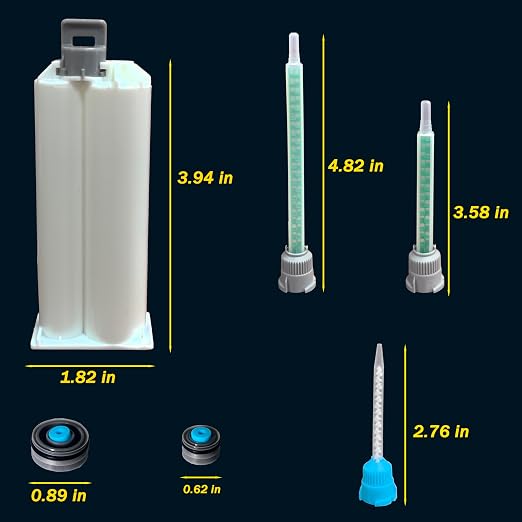 2 epoxy Resin Gun Barrels, 8 nozzles of 3 Different Specifications,
