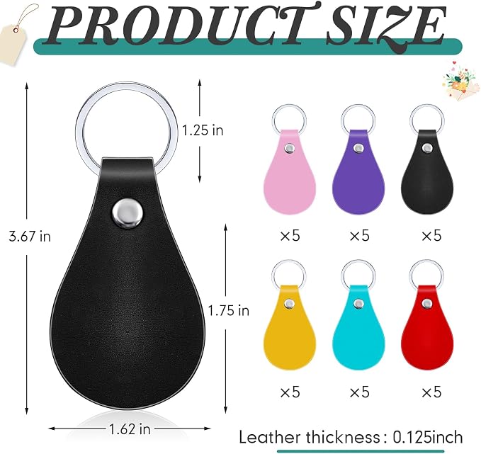 Taiyin 30 Pcs Leather Key Fob Kit
