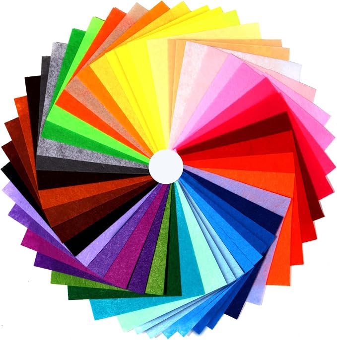 45Pcs Felt Fabric Sheets 6 x 6 inches, 1mm Thick Felt Fabric Square