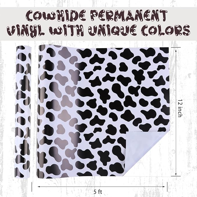 Tintnut Cow Spots Permanent Vinyl Cowhide Adhesive Vinyl Roll 12in x 5ft |