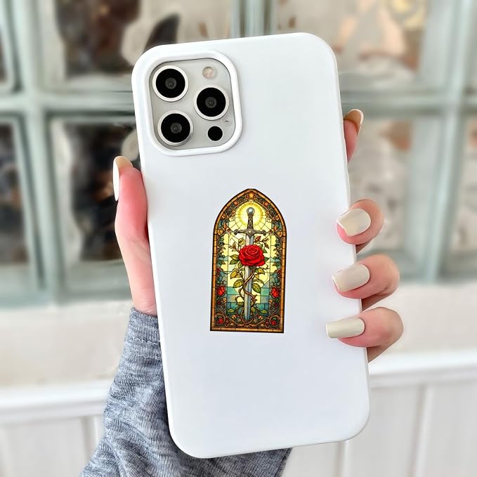 50PCS Transparent Stained Glass Stickers, Waterproof PET Cathedral Window Decals