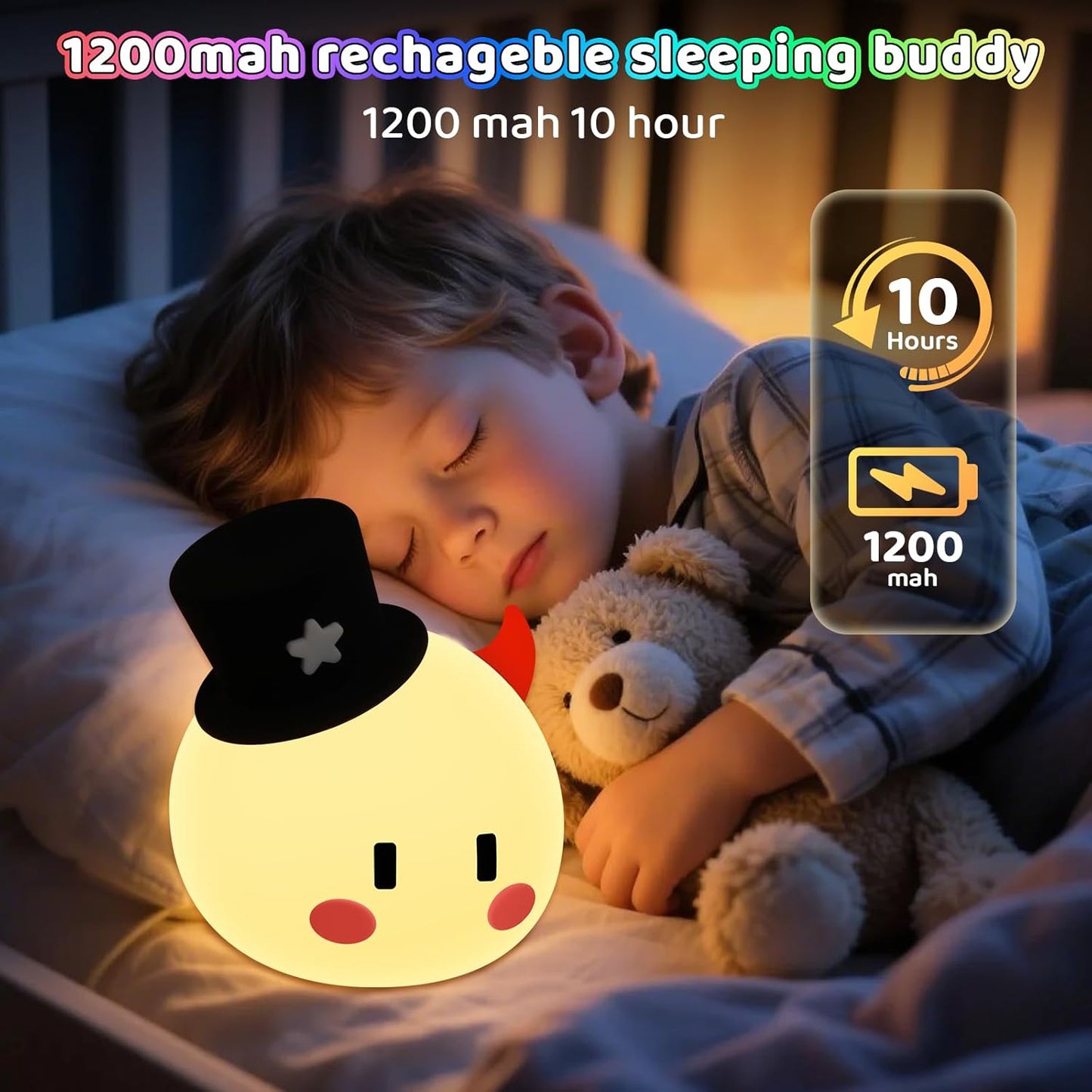 Monster Night Light for Kids, Silicone Touch Night Light for Baby Nursery, Voice-3-Level Warm Light Adjustment Portable Nursing Room Light, Rechargeable Nightlight for Girls and Boys Bedside Gift