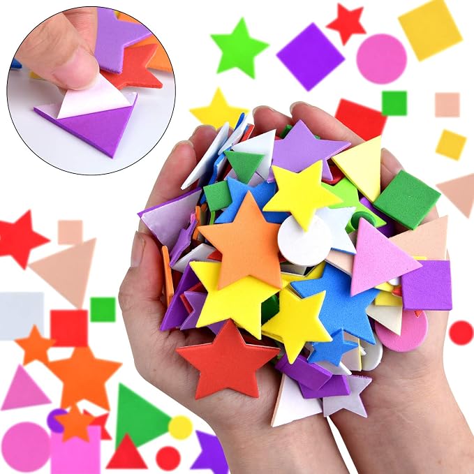 Coopay Foam Stickers Geometry Self-Adhesive Geometry Shapes Stickers Assorted