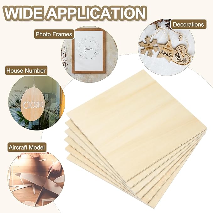PATIKIL 10x10x1/4 Basswood Sheets