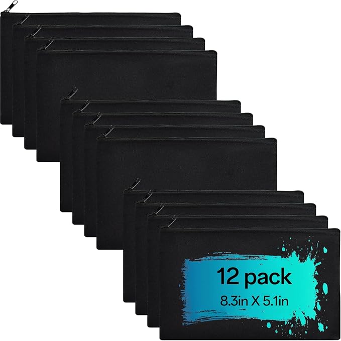 ZeeDix Canvas Zipper Pouch Bulk – 8.3 x 5 Inches Cotton Canvas Pouches