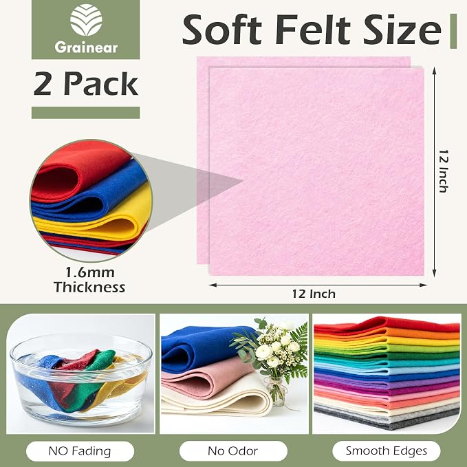 Baby Pink Soft Felt Sheets for Crafts, 1.6mm Thick, Handmade Crafts, DIY