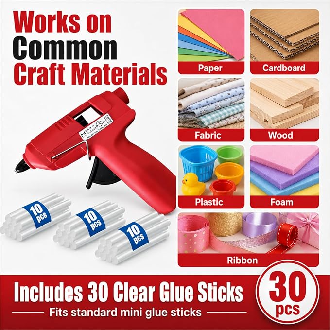 Mini Hot Glue Gun Kit with 30 Glue Sticks and Carrying Case, 15W Fast