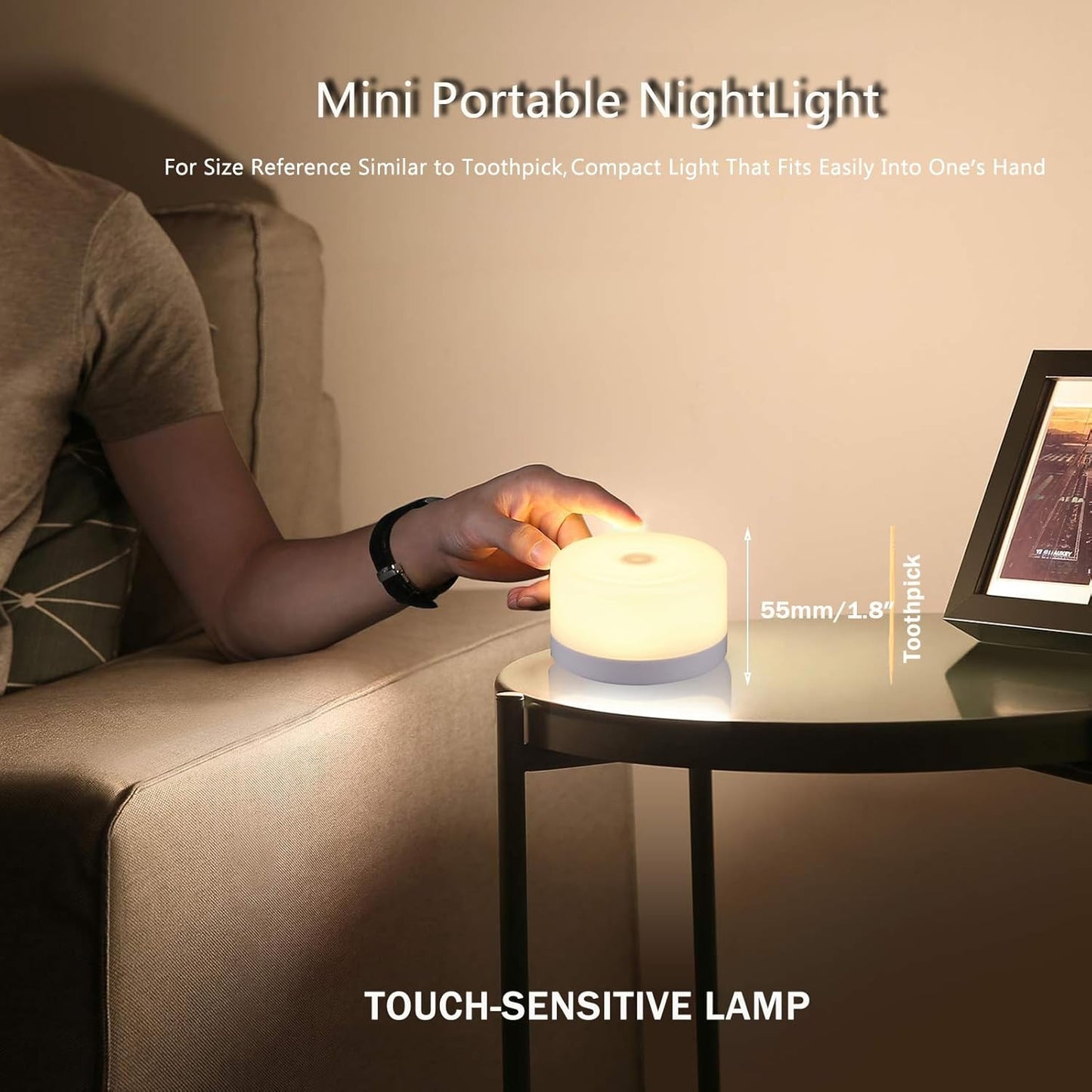S SELDORAUK Baby Night Lights for Nursery, Portable Dimmable Touch Lamp, Type-C Rechargeable for Kids and Adult, Breastfeeding, Sleep Aid, Bedside Soft Eye Caring (Warm 2pack)