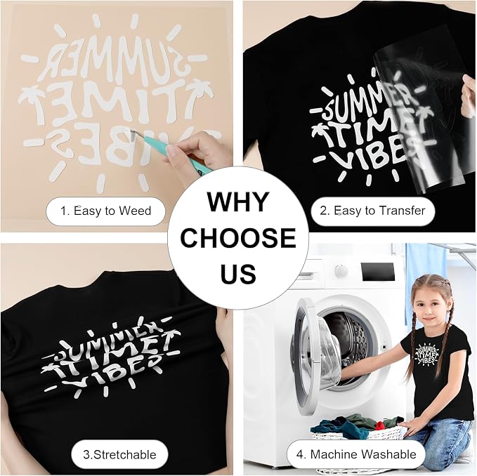 HTVRONT White HTV Heat Transfer Vinyl Bundle: 10 Pack 12"x12" Iron on Vinyl |