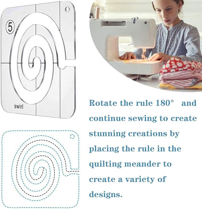 Henmany Free Motion Quilting Templates: Acrylic Quilting Ruler Set Beginner |