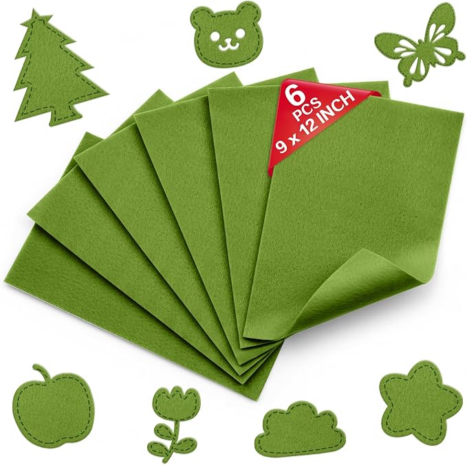 Sage Green Soft Felt Sheets for Crafts, 1.6mm Thick, Kids' Crafts, DIY Projects