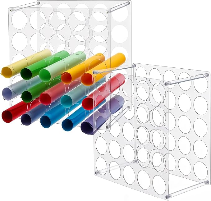 2-Pack 25 Holes Rack Vinyl Holder Acrylic Vinyl Roll Storage