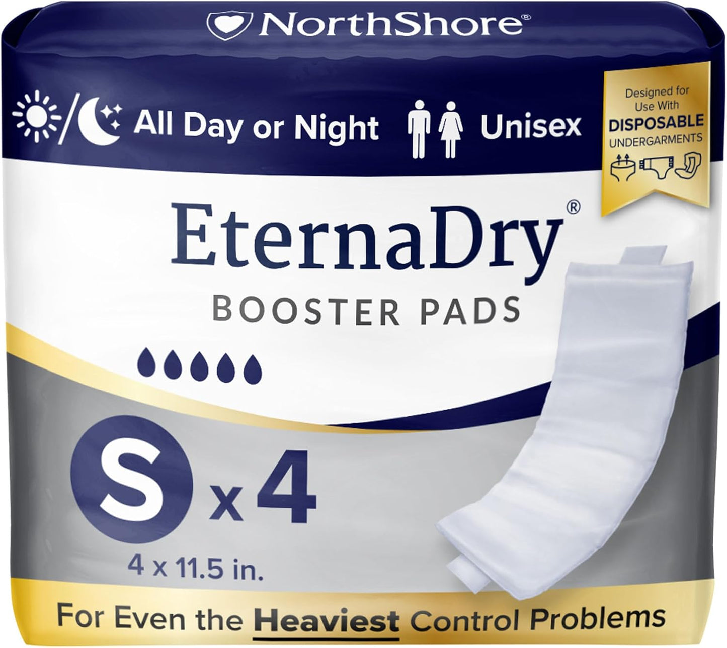 NorthShore EternaDry Booster Pads for Men and Women, Small, Starter Pack/4