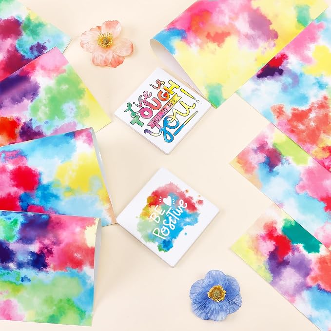 Tintnut Tie Dye Permanent Vinyl 8 Sheets 12"x10" Easter Adhesive Vinyl |