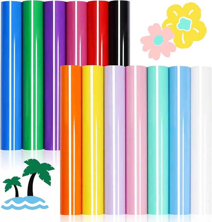 DUEUIOE Heat Transfer Vinyl 13 Pack 12"x10" PU HTV Vinyl Easy to Cut Iron on