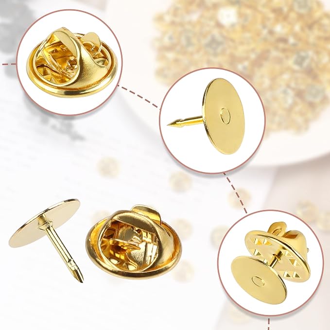 JANYUN 120 Pairs Butterfly Clutch Tie Tacks Safety Keepers Pin Back | Gold