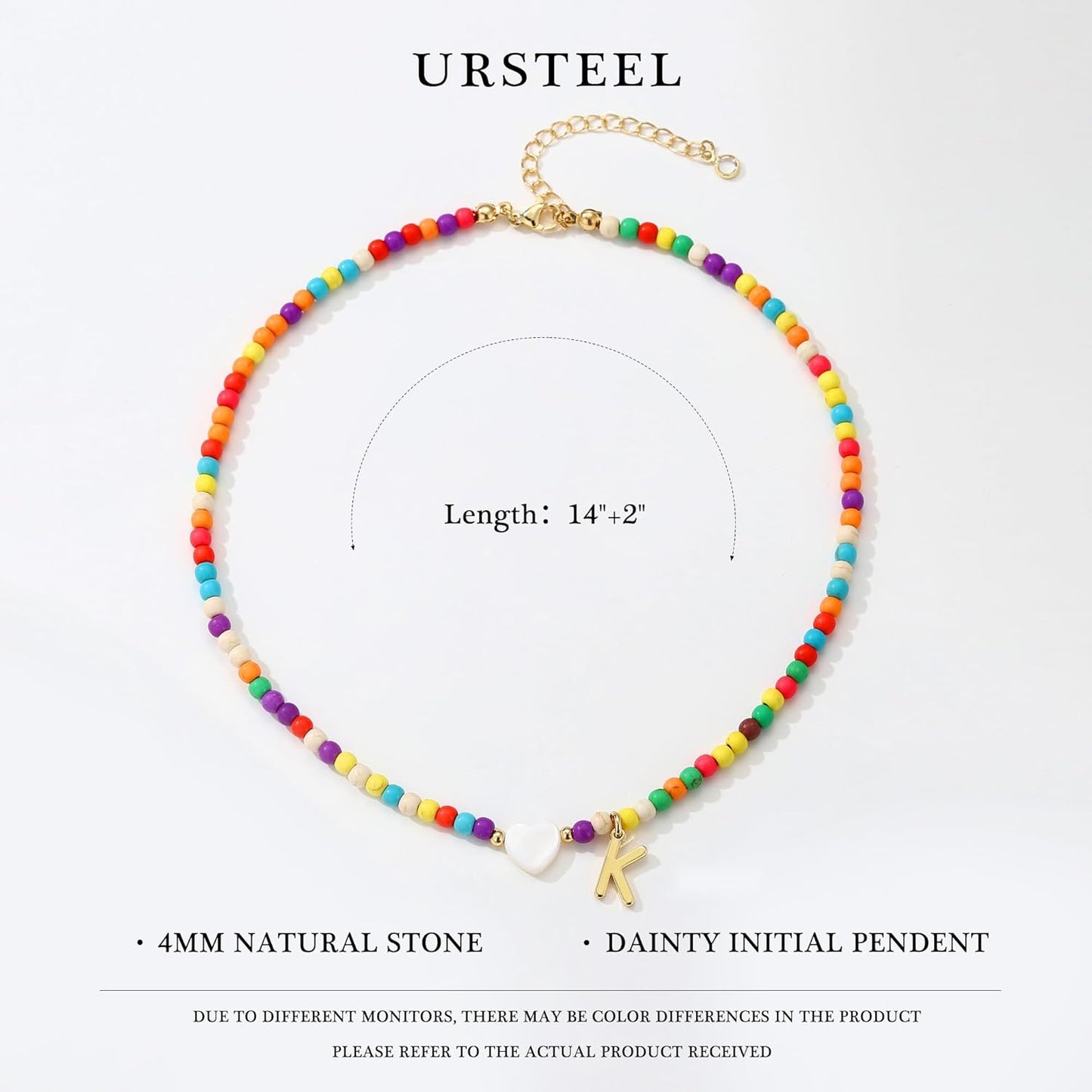 Ursteel Stocking Stuffers for Teen Girls - Trendy Beaded Choker Necklace for Women Teenage Girls, Personalized Letter Initial Necklaces Christmas Gifts for Grandkids