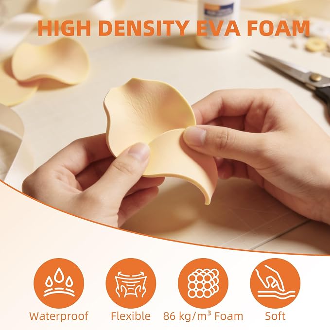 39"x15" EVA Foam Roll, 86 kg/m3 High Density 2MM Thick Foam Sheets, Flexible &