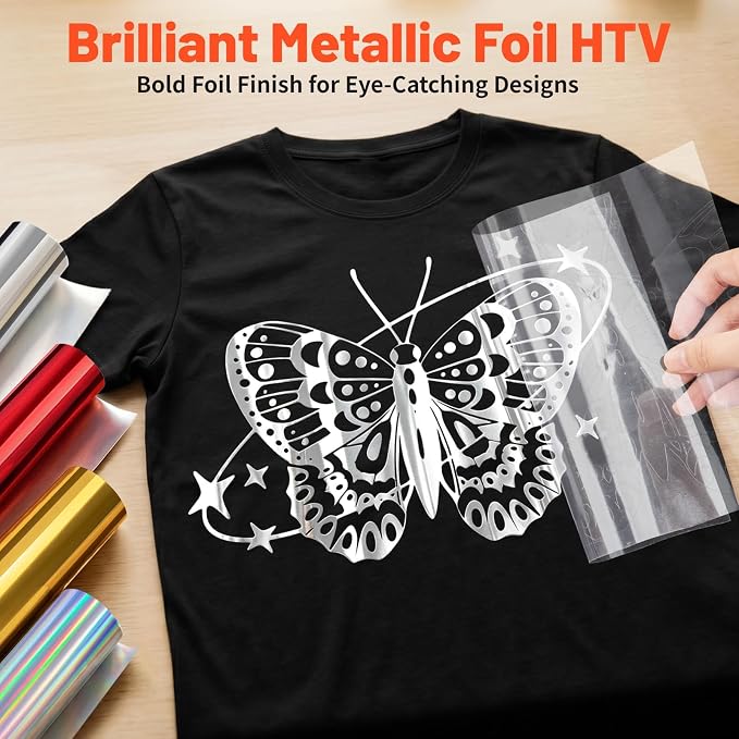 TECKWRAP Heat Transfer Vinyl for T-Shirts, Metallic Silver | Easy Weed HTV Vinyl