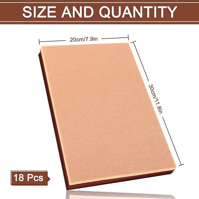Whaline 18Pcs Felt Fabric Sheets Soft Thick Assorted Brown Craft Felt Pack