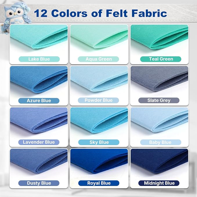 Large Stiff Felt Sheets 8"x35" – 12 Assorted Colors Felt Fabric Bundle Pack