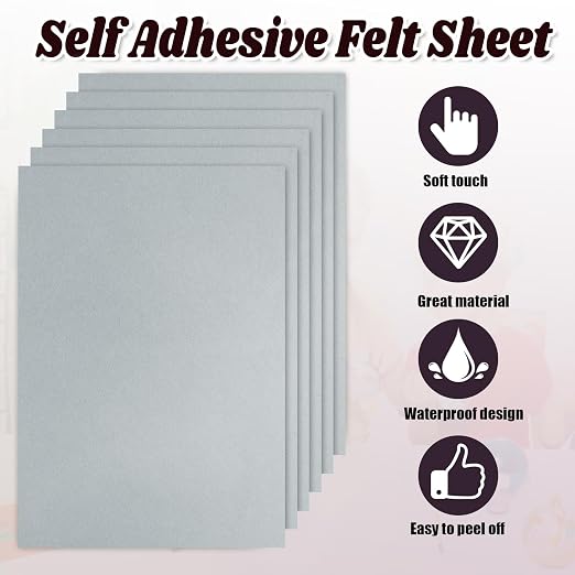 Biaungdo Grey Self Adhesive Felt Sheets, 8 x 12 Inch, Felts Fabric