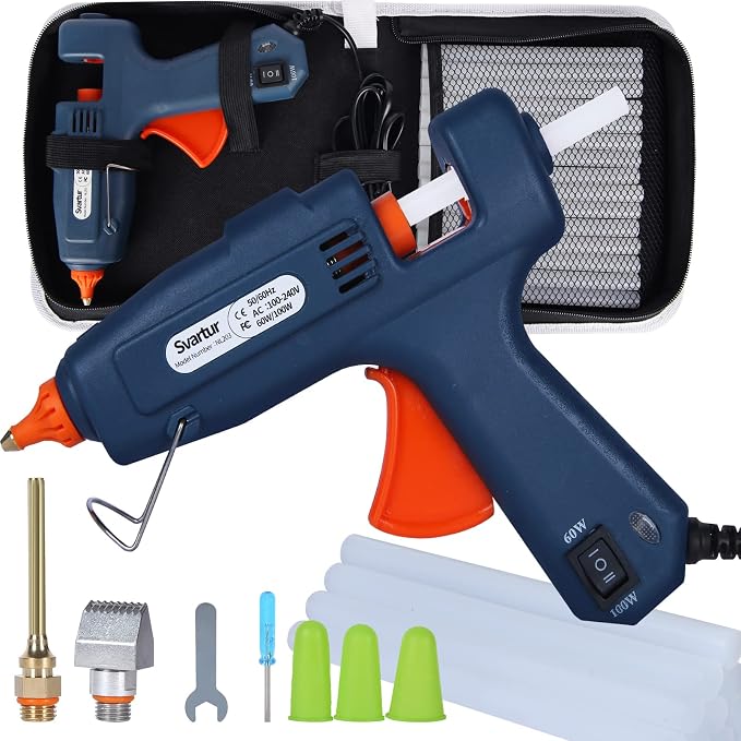 Full Size Hot Glue Gun with Case, 60W/100W/OFF Switch, 9.8ft Extra-long Power