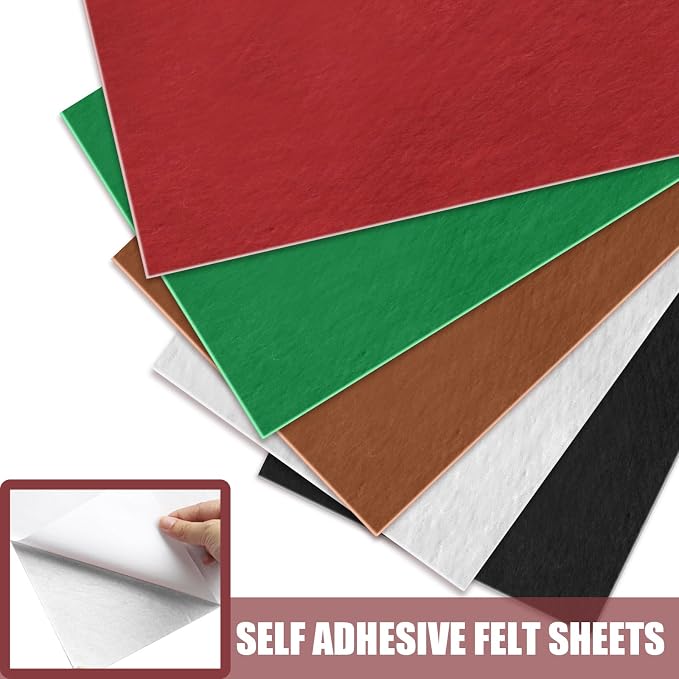 Bonsicoky White Self Adhesive Felt Sheets, 10 Pack, A4 Size | Felt Fabric