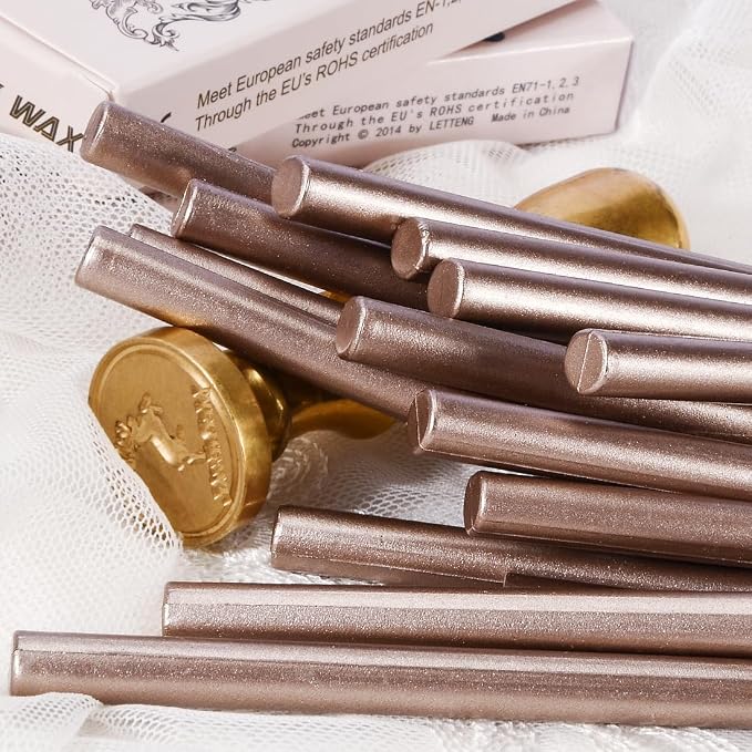 TELOSMA 16 Pcs Champagne Mini Wax Seal Sticks, Wine Packages, Cards & Gift