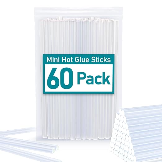 60 Count Premium Hot Glue Sticks 6" Long x 0.27" Diameter Mini Size Hot Melt
