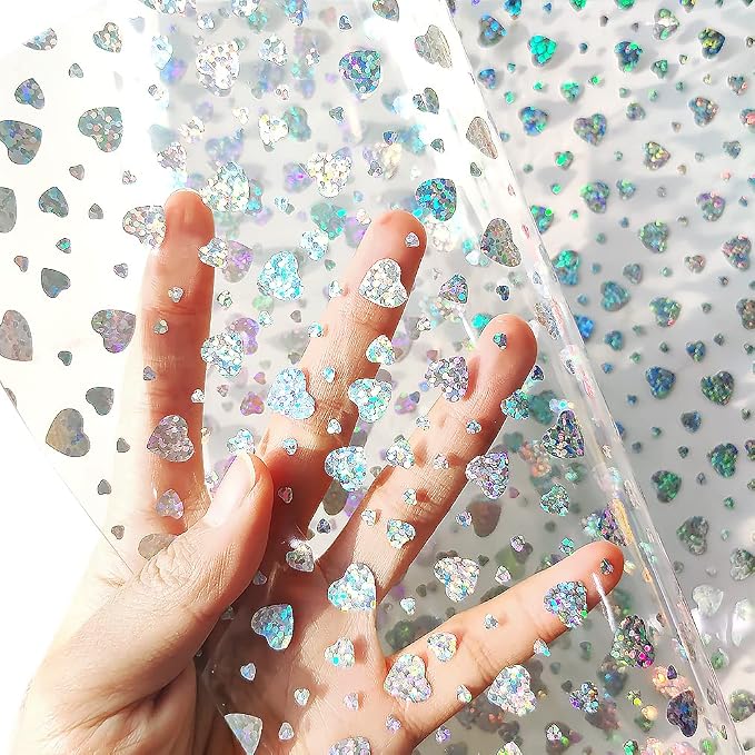 HYANG Transparent Love PVC Super Clear Holographic Vinyl Faux Leather Sheets 1