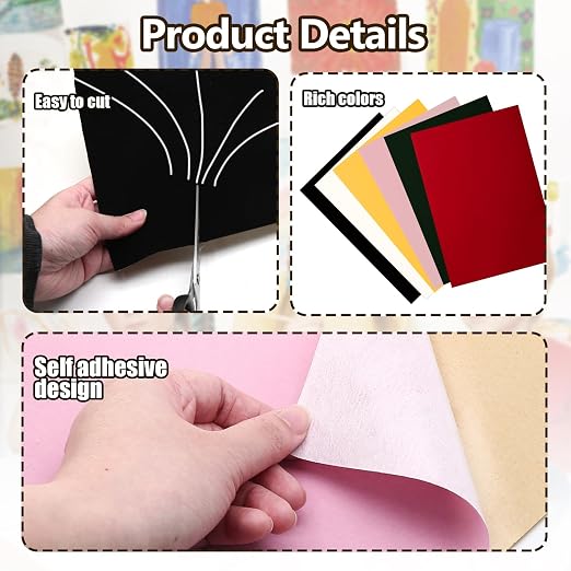 Biaungdo Pink Self Adhesive Felt Sheets, 8 x 12 Inch, Felts Fabric