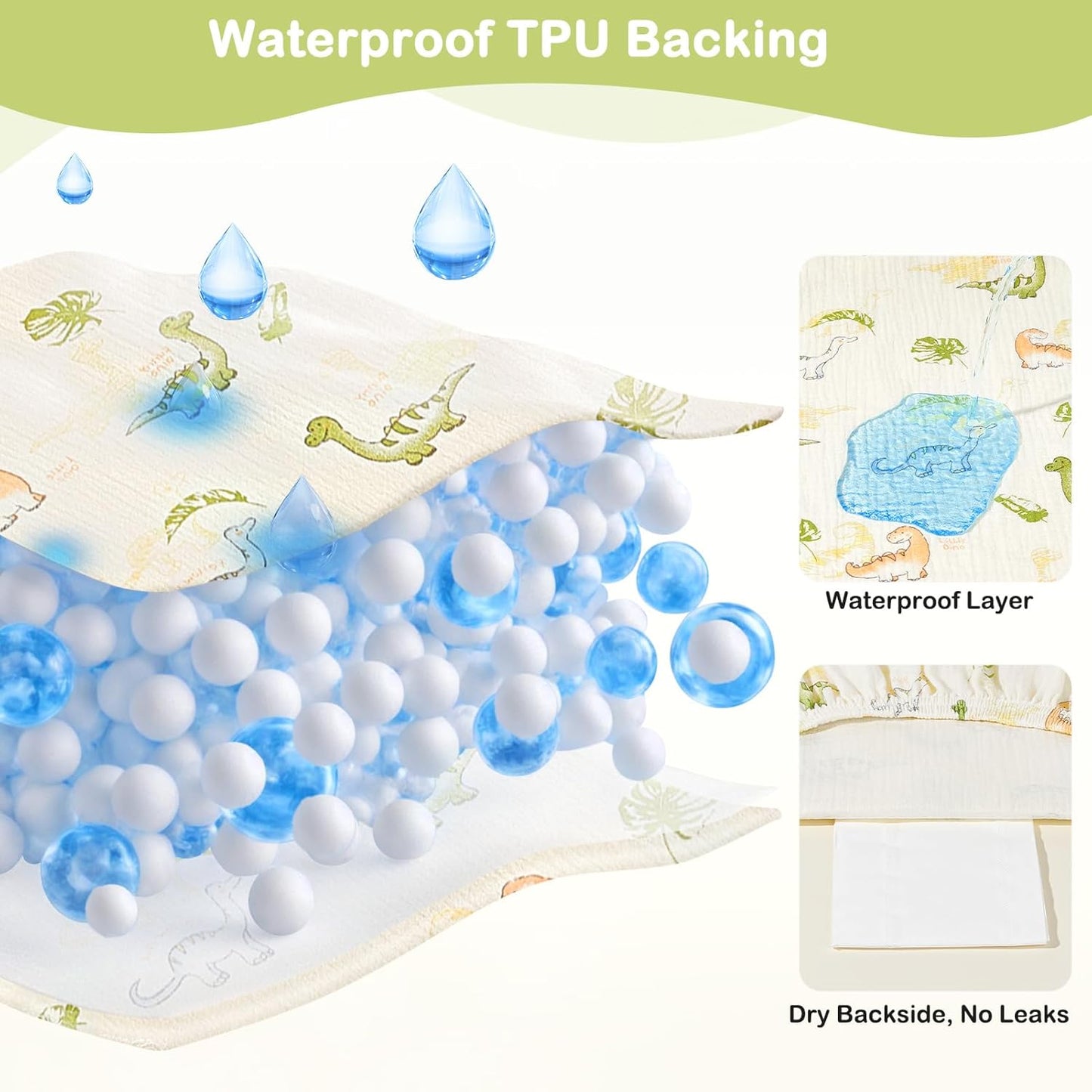 Basumee Muslin Changing Pad Cover Waterproof 2 Pack Baby Changing Table Covers for Boys and Girls Soft Breathable Nursery Diaper Change Table Cover Pad Fits 32"x16", Green