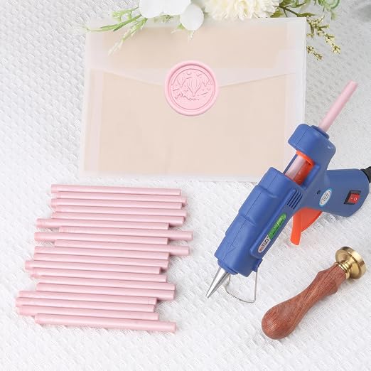 Pearl Pink Sealing Wax Sticks, WASOHLING 20Pcs Glue Gun Wax Seal Sticks