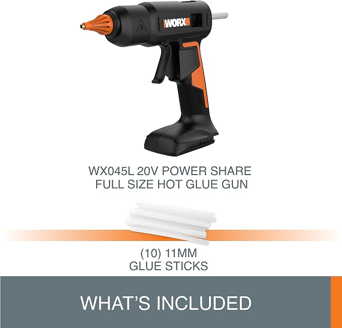Worx 20V Power Share Full-Size Hot Glue Gun WX045L.9-