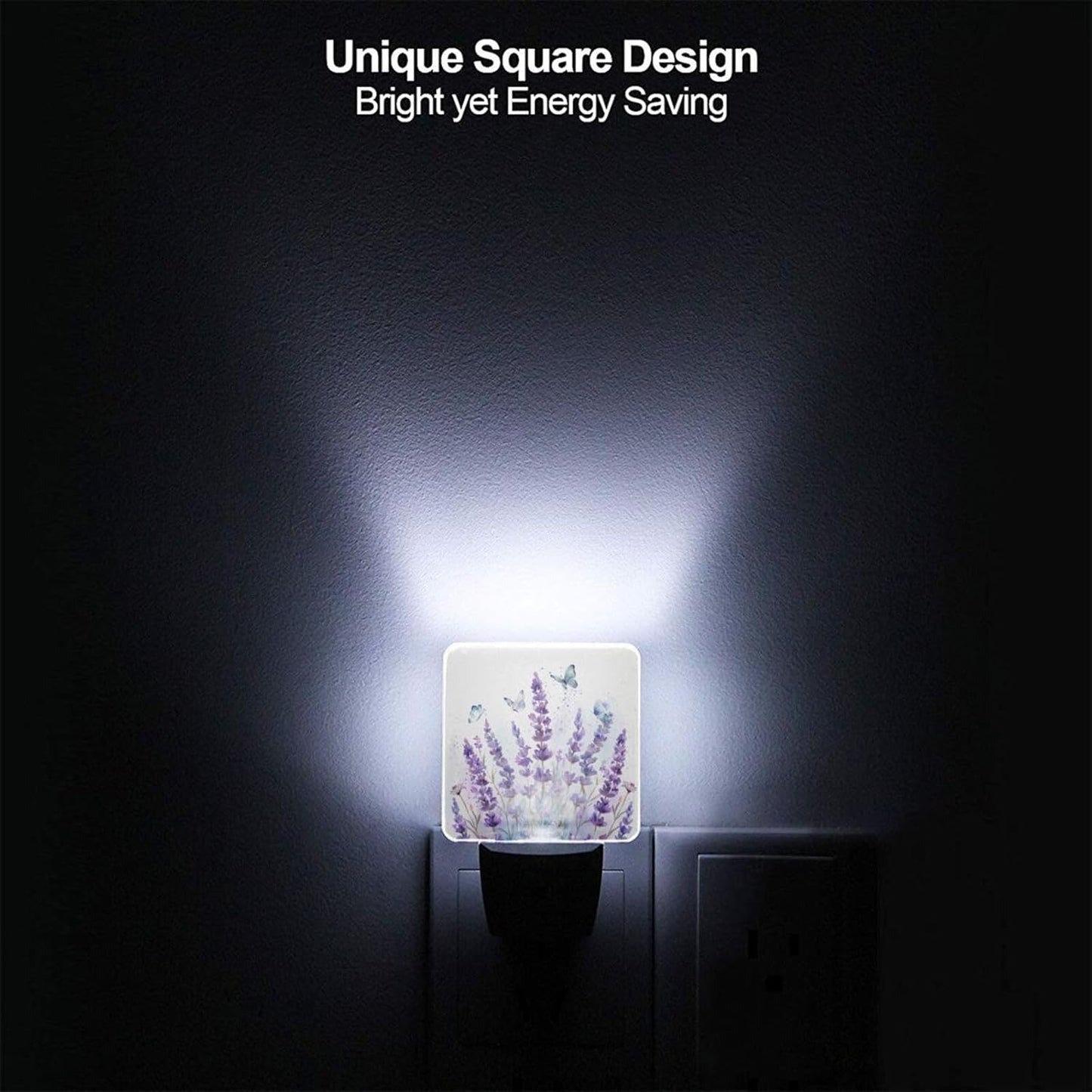Led Night Light, Lanvender Butterfly Decorative Plug in Nightlights,with Smart Auto Dusk to Dawn Night Light for Bedroom, Kitchen, Nursery, Bathroom