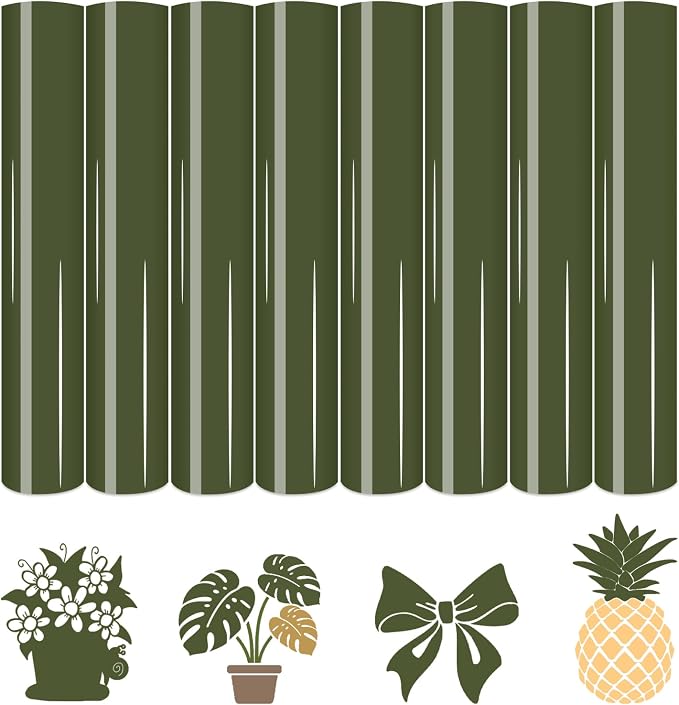 HTVSTD Army Green Boho HTV Heat Transfer Vinyl 8pcs 12×10in Iron on Vinyl |