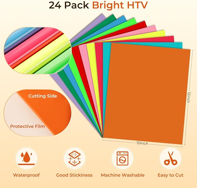 HTVRONT Bright Heat Transfer Vinyl