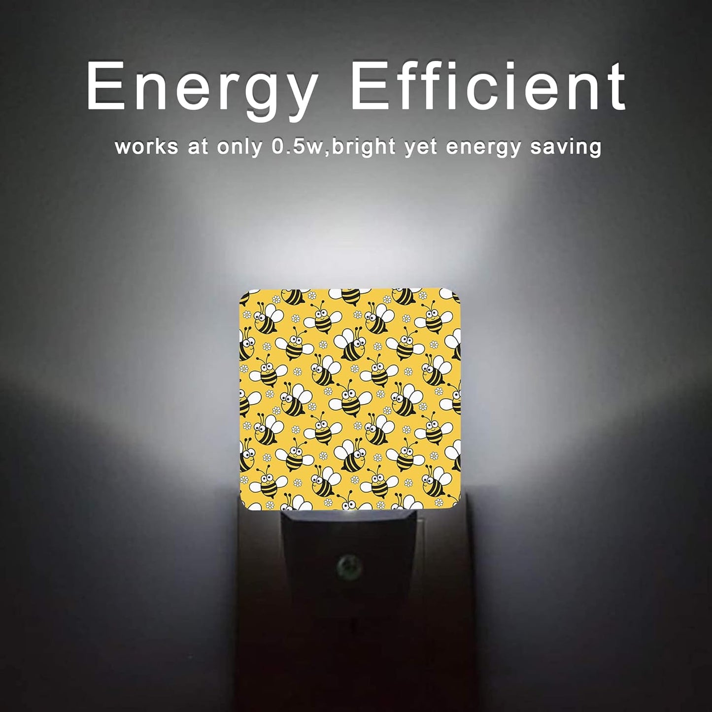 Bee Night Light,Cute Cartoon Bees Plug-in Night Lights with Dusk-to-Dawn Sensor for Bedroom, Bathroom and Living Room Sleep Friendly lamp for Women/Girls/Boys Gift,0.5W