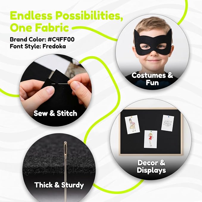 WUWEOT 10 Pack Black Stiff Felt Sheet, 17x11.8 Inches Fabric Hard Felt Squares