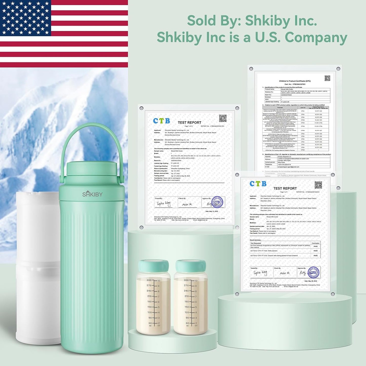 Portable-Breast-Milk-Cooler for Outdoor, Life Saver with 360° Total Cooling for 24 Hours, Larger Capacity Travel Breastmilk Chiller with 2pcs Baby Bottles for Breastmilk Storage, Green
